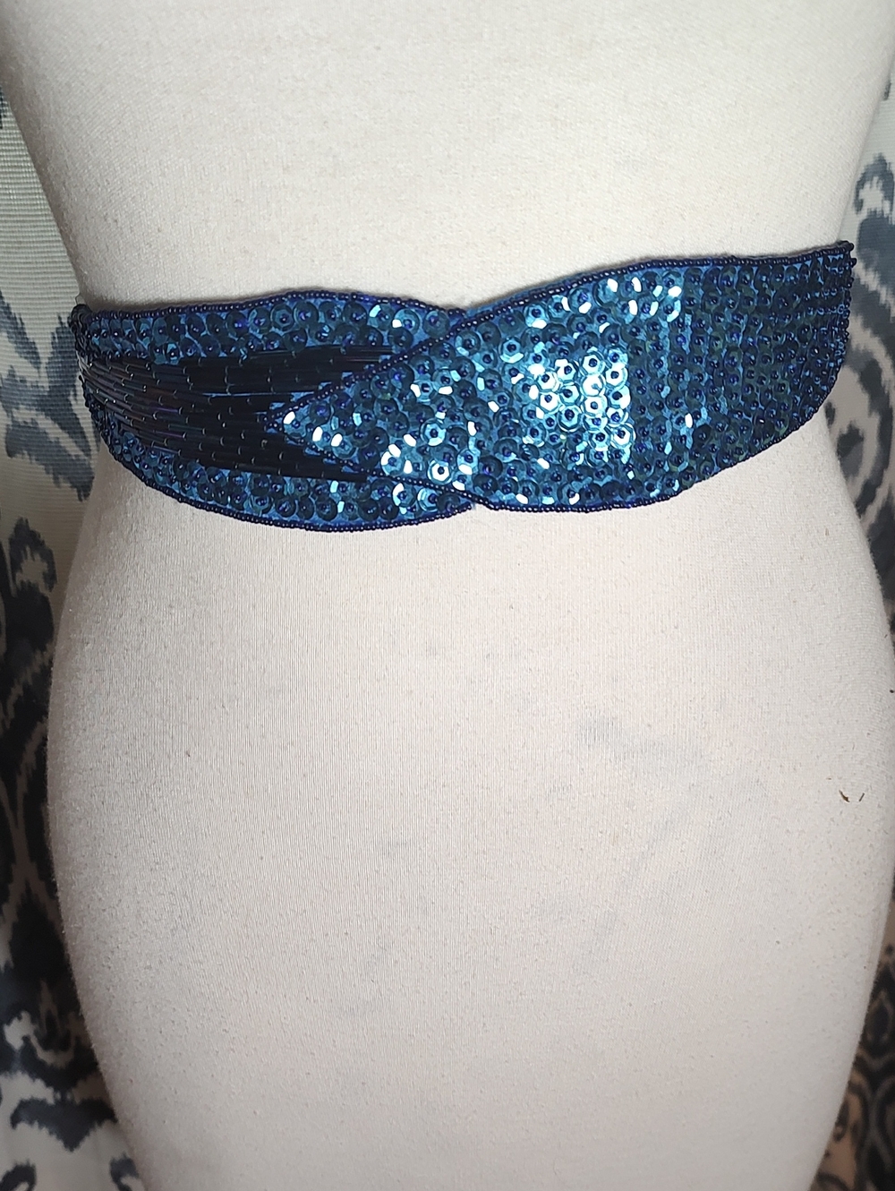 Blue Sequin Twist Waist Belt - Women Accessories